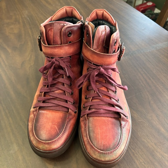 JUMP maroon/red  leather hi top sneaker 8 - Picture 6 of 13